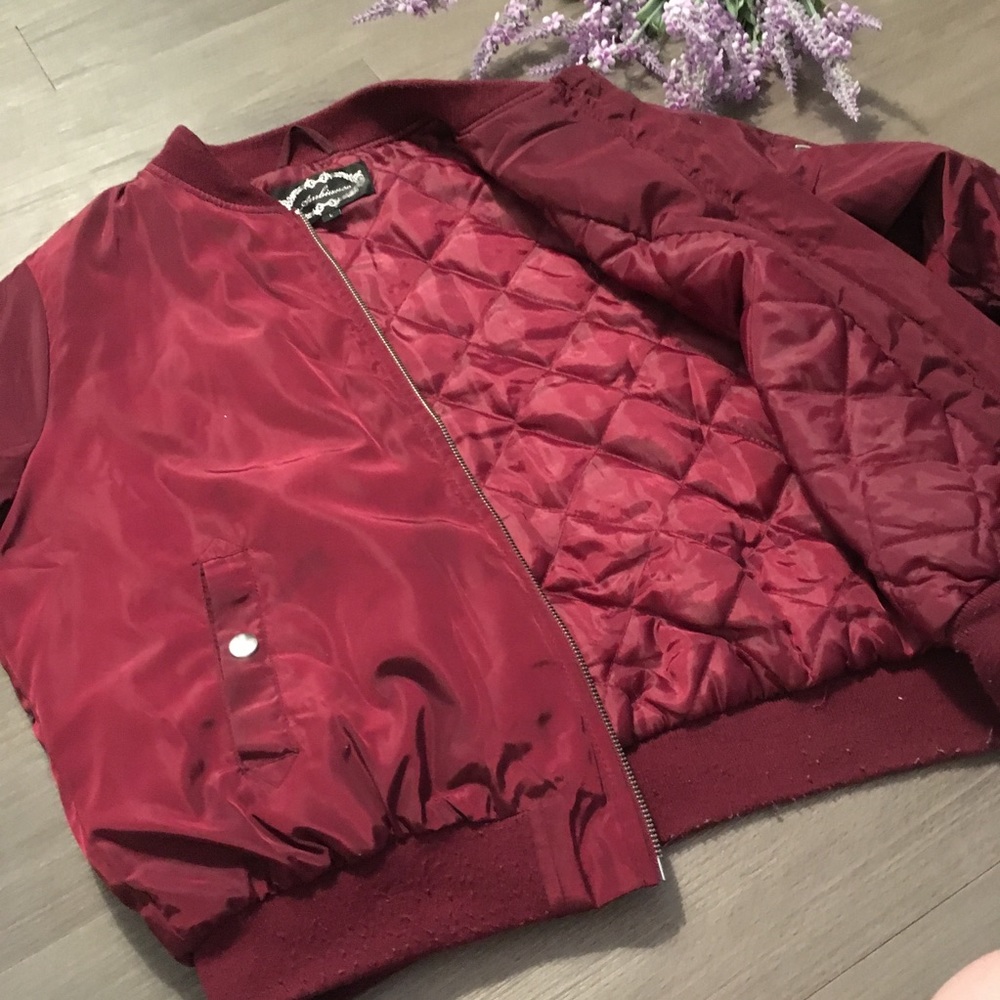 Maroon Bomber Jacket - image 2
